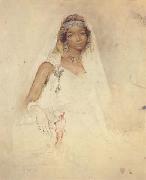 Mariano Fortuny y Marsal Portrait d'une jeune fille marocaine,crayon et aquarelle (mk32) oil on canvas